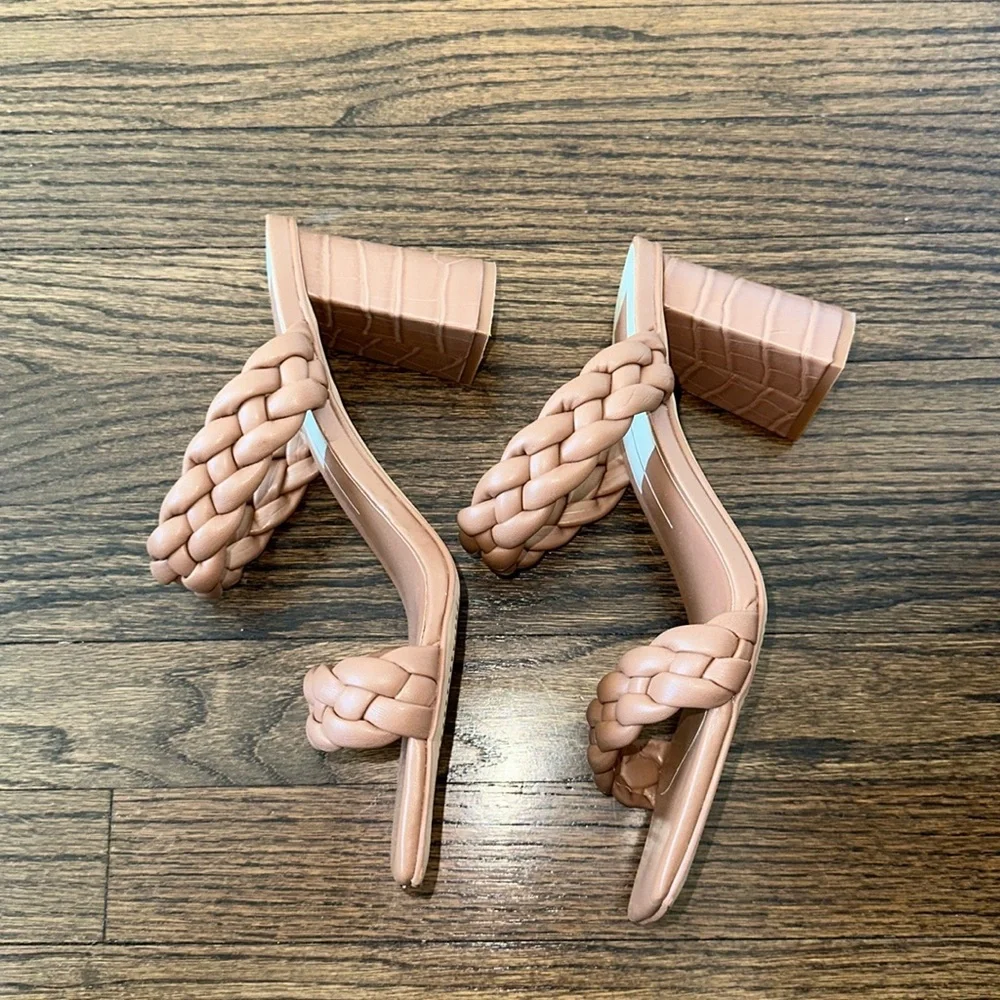 Dolce Vita Neutral Heeled Women’s Slide Dress Braided Rope Strap Sandals Size 10 - Picture 2 of 10